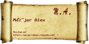 Májer Alex névjegykártya