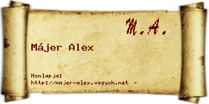 Májer Alex névjegykártya